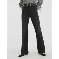 River Island High Waisted Relaxed Flared Jeans - Black