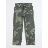 River Island Girls Denim Camo Straight Leg Jeans - Khaki