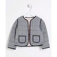River Island Mini Mini Girls Gingham Quilted Jacket - Black