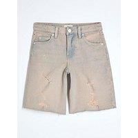 River Island Older Girl Denim Distressed Ripped Jorts - Blue