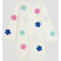 River Island Older Girl Crochet Floral Dress - Cream