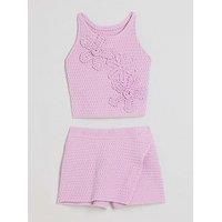 River Island Mini Girl Crochet Floral Set - Purple