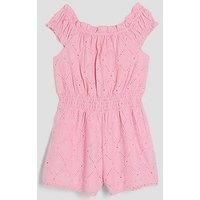 River Island Older Girl Shirred Texture Playsuit - Pink