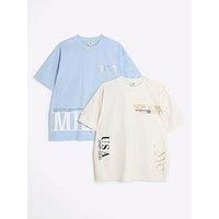 River Island Girls Pack Of 2 Graphic T-Shirts - Cream/Light Blue