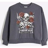 River Island Girls Forever Wild Graphic Sweat - Light Grey