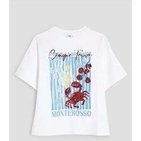 River Island Girls Crab Sequin Embellished T-Shirt - White