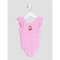 River Island Mini Mini Girls Embellished Cherry Swimsuit - Pink