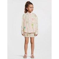 River Island Stripe Embroidered Older Girls Shirt Set - Pink