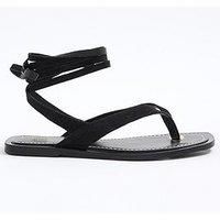 River Island Leather Tie Up Flip Flop Sandals
