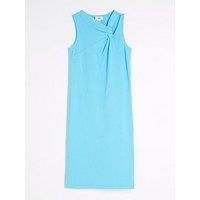 River Island Girls Knot T-Shirt Washed Midi Dress - Blue