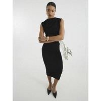 River Island Short Sleeve Draped High Neck Top - Black