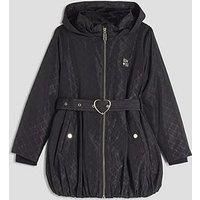River Island Older Girls Monogram Bubble Hem Coat - Black