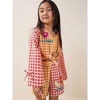 River Island Older Girl Gingham Fruit Beachwear Set - Orange