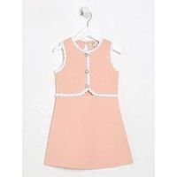 River Island Mini Girls Cut Out Skater Dress - Coral