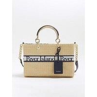 River Island Webbing Front Raffia Tote Bag