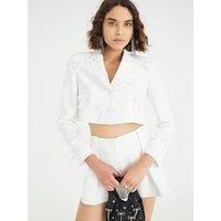 River Island Bow Front Cropped Blazer - White