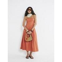 River Island Sleeveless Strappy Corset Midi Dress - Dark Orange