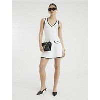 River Island Knit Ribbed Mini Shift Dress - White