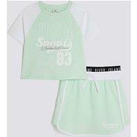 River Island Older Girl Top And Runner Skirt Set - Green