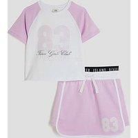 River Island Older Girls Top And Runner Skirt Set - Purple