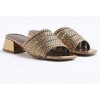River Island Wide Fit Woven Block Heel Mule Sandals