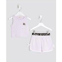 River Island Mini Girl Ri Runner Shorts Set - Purple