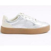River Island Lace Up Trainers - Silver