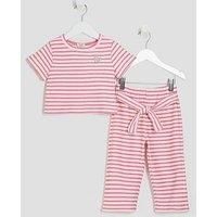 River Island Mini Girls Short Sleeve Stripe Set - Pink