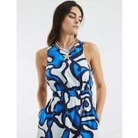 River Island Sleeveless Cut Out Poplin Midi Dress - Blue