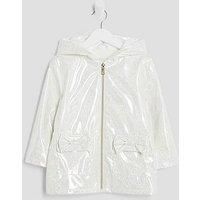 River Island Mini Mini Girls Glitter Rainmac Coat - White