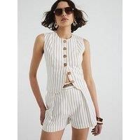 River Island Stripe Longline Belted Shorts - White
