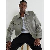 River Island Regular Fit Faux Suede Western Jacket - Grey