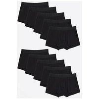 River Island 10 Pack Ri Jacquard Waistband Trunks - Black