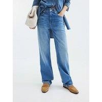 River Island High Rise Stretch Straight Leg Jeans - Blue