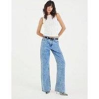 River Island Belted Relaxed Straight Leg Jeans
