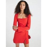 River Island Square Neck A Line Mini Dress - Orange