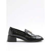 River Island Block Heel Loafers - Black