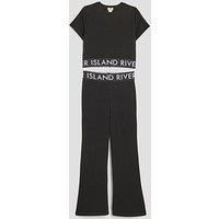 River Island Older Girls Waist Band Kick Flare Set - Black