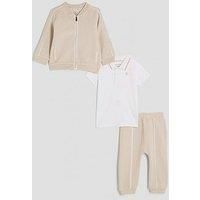 River Island Baby Boys 3 Piece Bomber Jacket Set - Beige