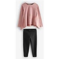 Smallsaints Girls Zala Tshirt And Legging Set - Black/Pink