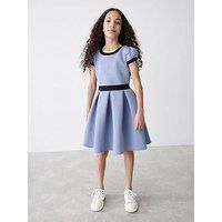 Ted Baker Girls Embossed Logo Dress - Blue