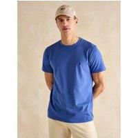 Men's Denton Grey Plain Jersey Crew Neck T-Shirt, Blue