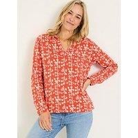 Fatface Paige Painted Bloom Top - Orange
