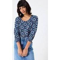 Fatface Polly Batik Top - Blue
