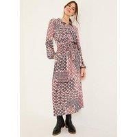 Fatface Scheana Geo Midi Dress - Pink/ Black