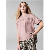 Smallsaints All Saints Logo Lace T-Shirt - Pink