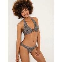 Fatface Raya Leaf Dot Bikini Top - Black