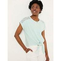 Fatface Lace Tie Front Top - Green