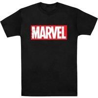 Marvel Comics Men's Box Logo Cotton T-Shirt in Black | Size: XL