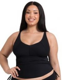 Curvy Kate Jet Set Tankini Top Wireless Non Padded Womens Ribbed Swim CS034408